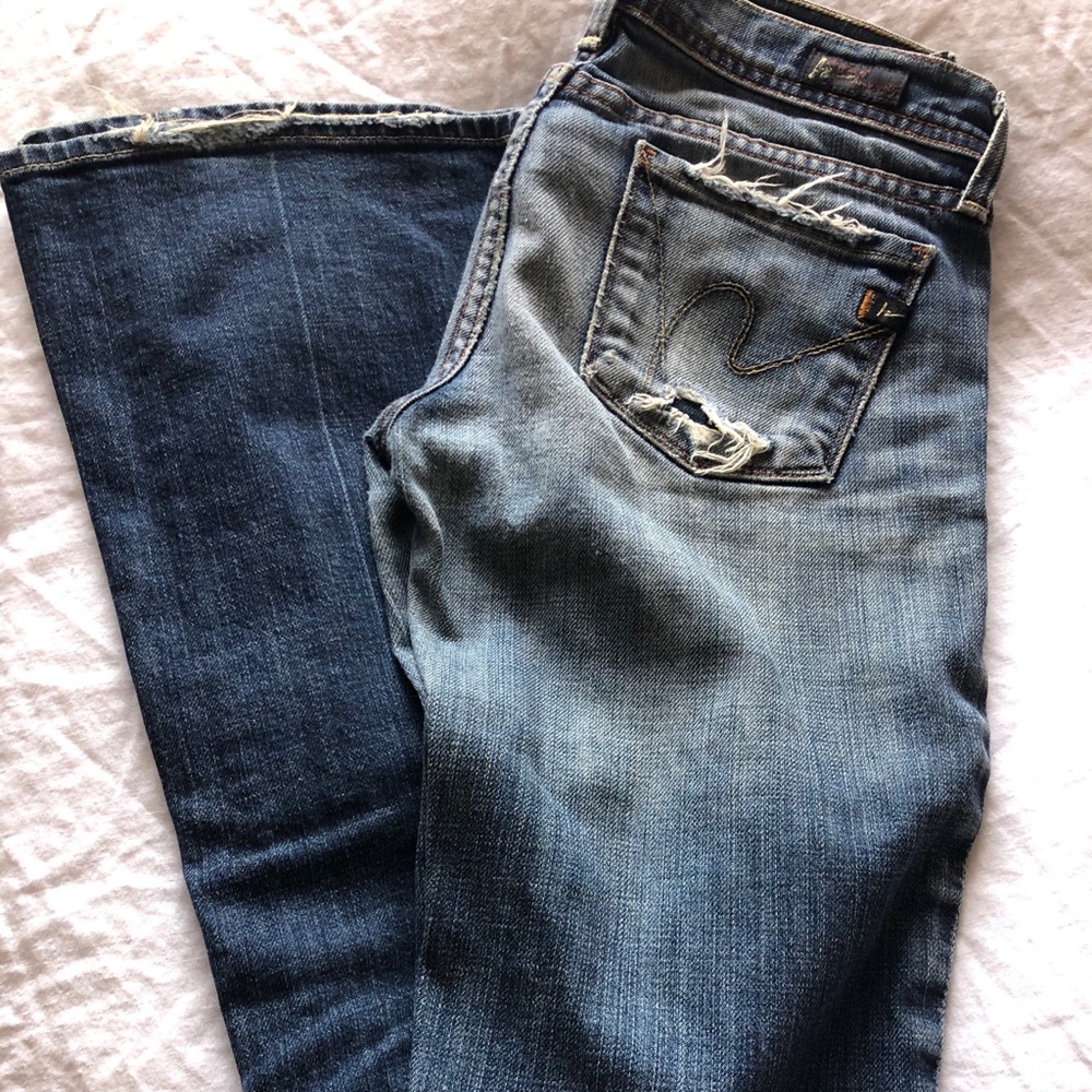 Citizens Of Humanity Women's Blue Distressed Denim Jeans